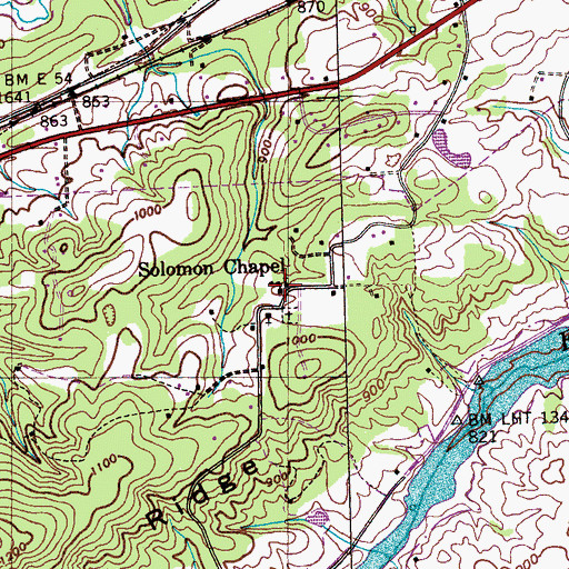 Topographic Map of Solomon Chapel, TN