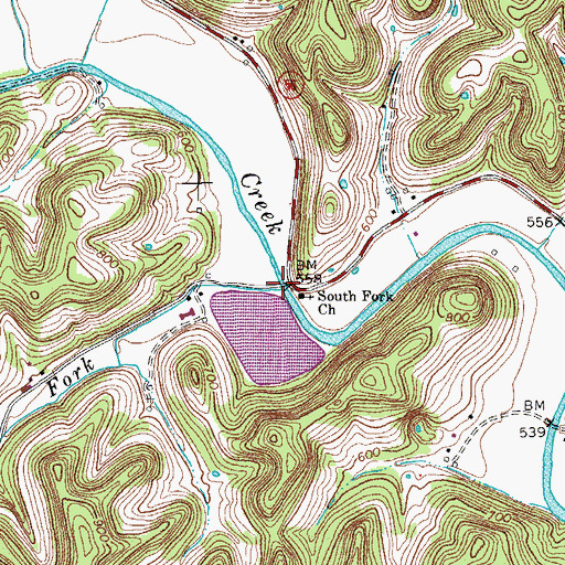 Topographic Map of South Fork Jennings Creek, TN