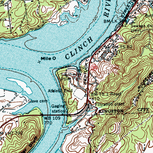 Topographic Map of Southwest Point Park, TN