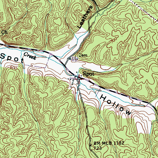 Topographic Map of Spot, TN