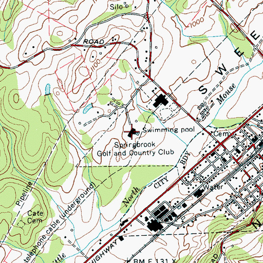 Topographic Map of Springbrook Golf and Country Club, TN