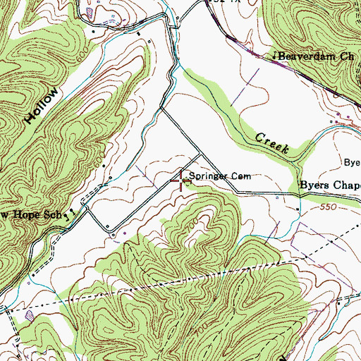 Topographic Map of Springer Cemetery, TN