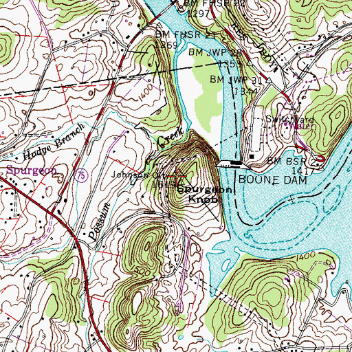 Topographic Map of Spurgeon Knob, TN