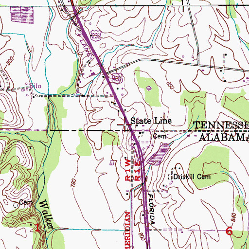 Topographic Map of State Line, TN