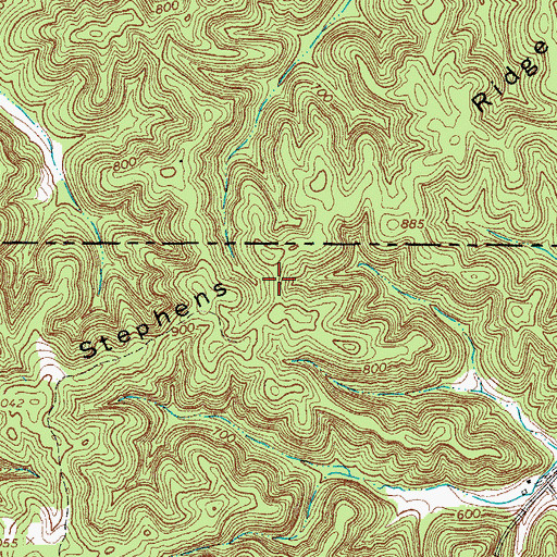 Topographic Map of Stephens Ridge, TN
