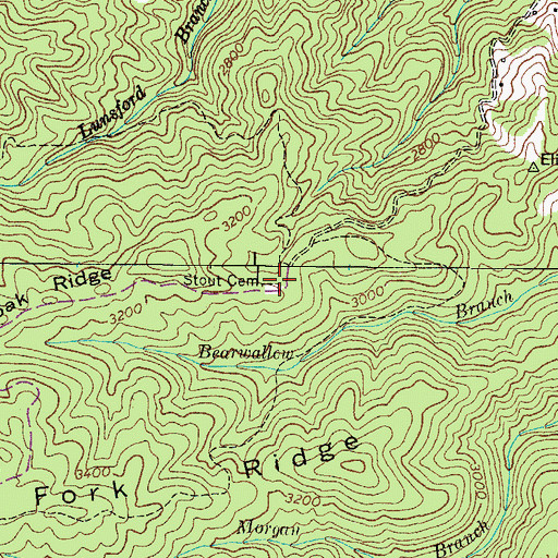 Topographic Map of Stout Cemetery, TN
