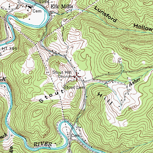 Topographic Map of Stout Hill Church, TN