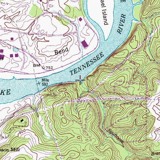 Topographic Map of Sycamore Branch, TN
