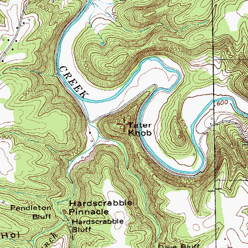 Topographic Map of Tater Knob, TN