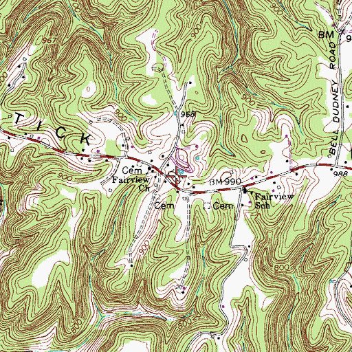 Topographic Map of Tick Ridge, TN