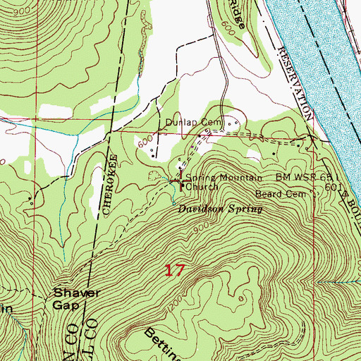 Topographic Map of Spring Mountain Church, AL
