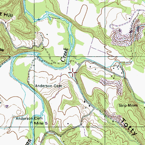 Topographic Map of Totty Hollow, TN