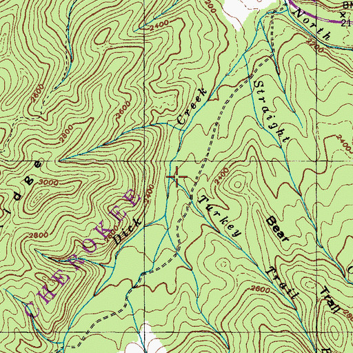 Topographic Map of Turkey Trail Branch, TN