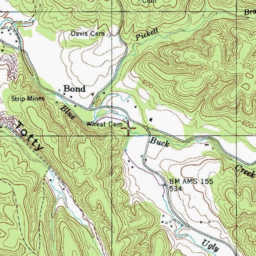 Topographic Map of Ugly Creek, TN