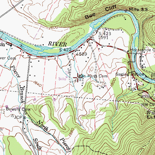 Topographic Map of Van Huss Cemetery, TN