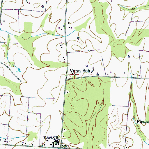 Topographic Map of Vann School, TN
