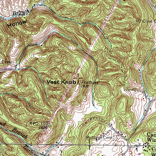 Topographic Map of Vest Knob, TN