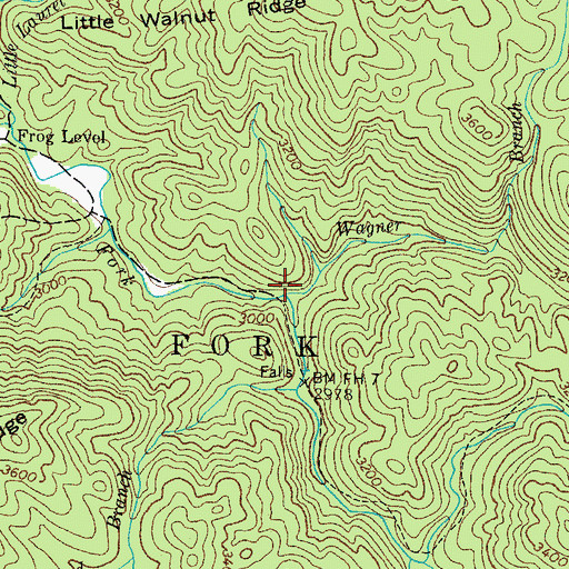 Topographic Map of Wagner Branch, TN