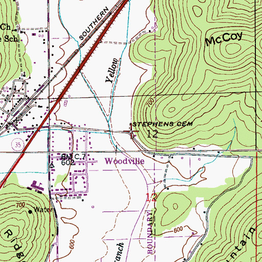 Topographic Map of Stephens Cemetery, AL