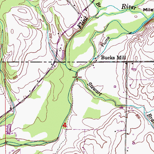 Topographic Map of Stewart Branch, AL