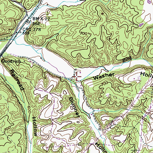 Topographic Map of Washer Hollow, TN