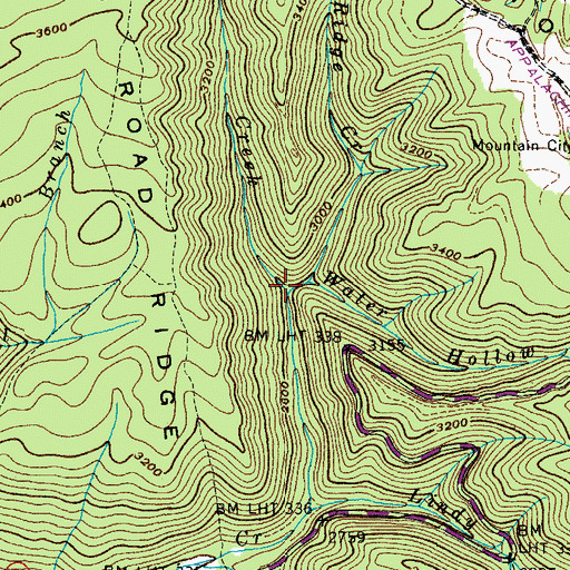 Topographic Map of Water Hollow Branch, TN