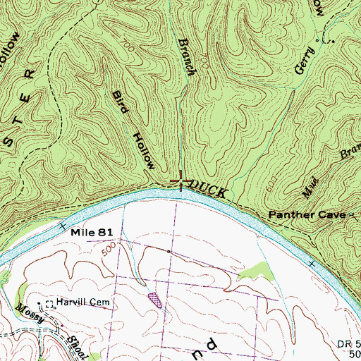 Topographic Map of Waters Branch, TN