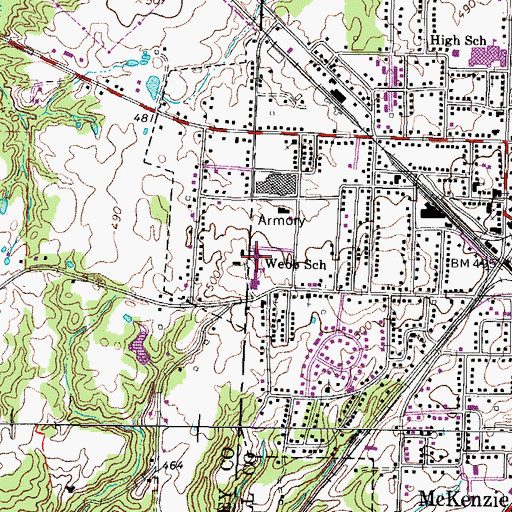 Topographic Map of Webb School, TN
