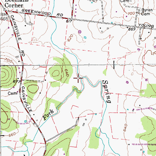 Topographic Map of West Fork Spring Creek, TN