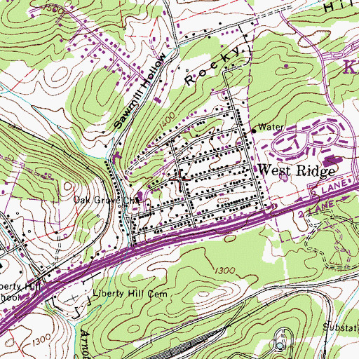 Topographic Map of West Ridge, TN