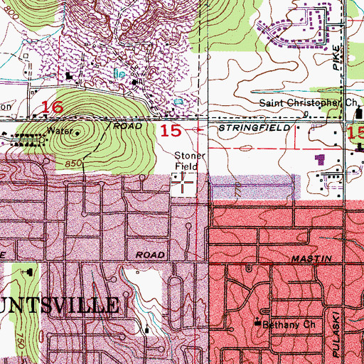 Topographic Map of Stoner Field, AL
