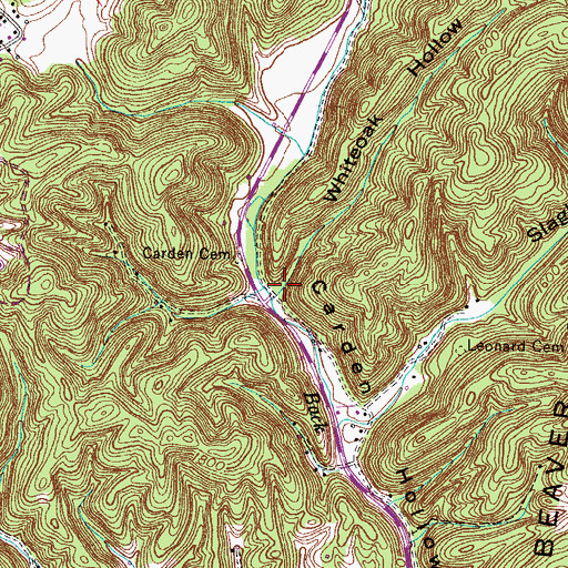 Topographic Map of Whiteoak Hollow, TN