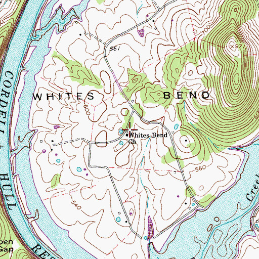 Topographic Map of Whites Bend Church, TN