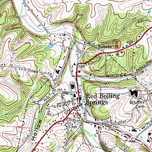 Topographic Map of Whitley Hollow, TN