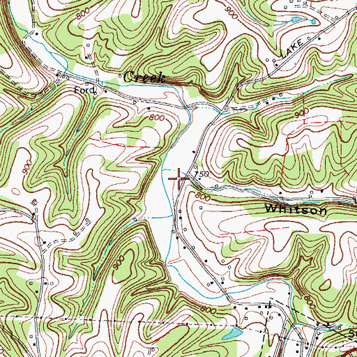 Topographic Map of Whitson Hollow, TN