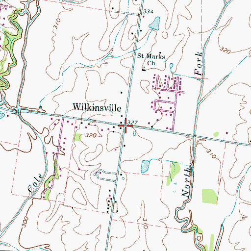 Topographic Map of Wilkinsville, TN