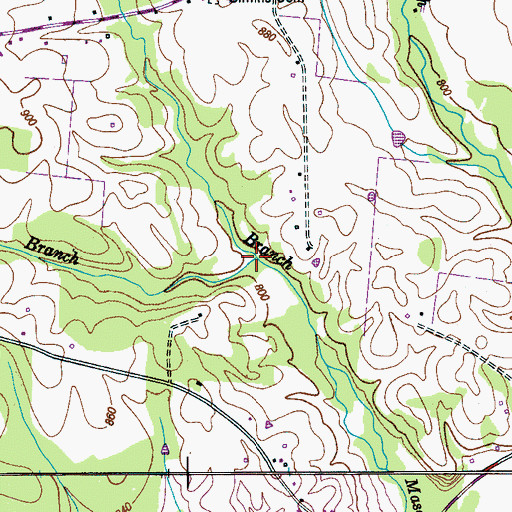 Topographic Map of Williams Branch, TN