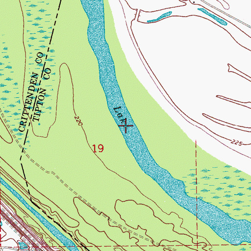 Topographic Map of Willow Lake, TN