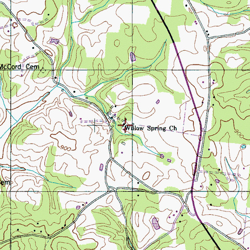 Topographic Map of Willow Spring Church, TN