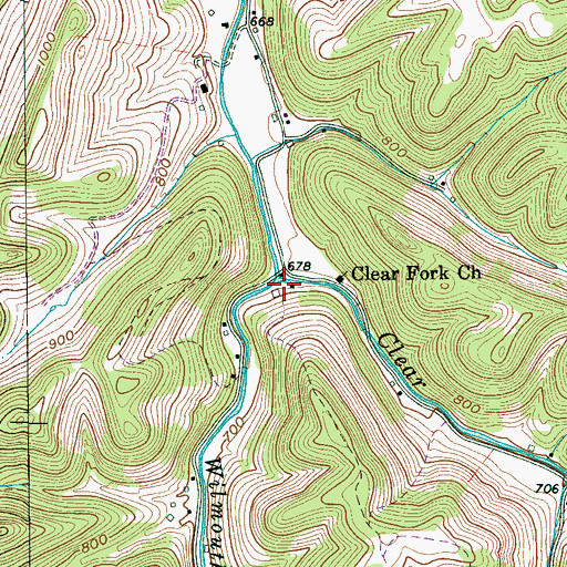 Topographic Map of Wilmouth Creek, TN