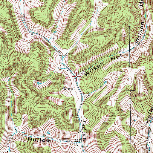 Topographic Map of Wilson Hollow, TN