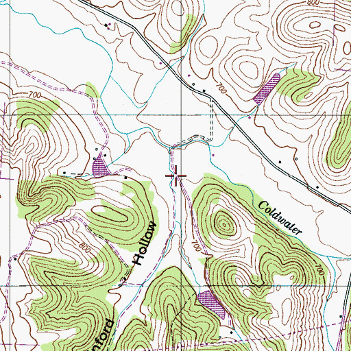 Topographic Map of Winford Hollow, TN
