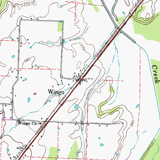 Topographic Map of Wingo, TN
