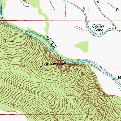 Topographic Map of Sublett Bluff, AL