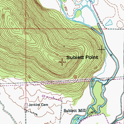 Topographic Map of Sublett Point, AL