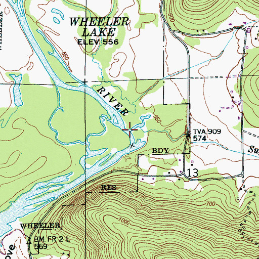 Topographic Map of Sugar Fork, AL