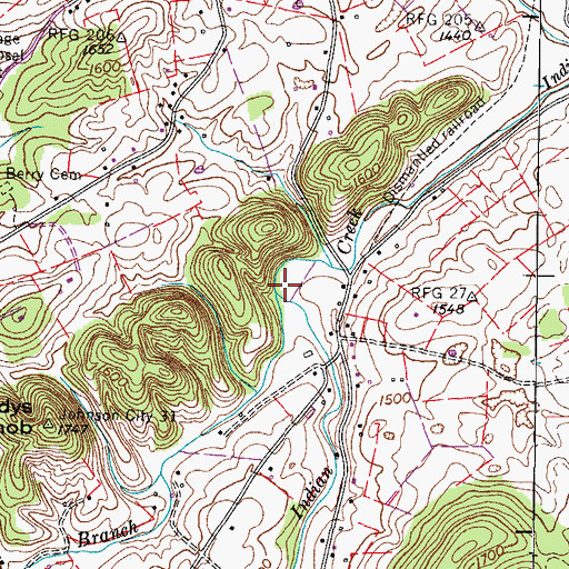 Topographic Map of Woods Branch, TN