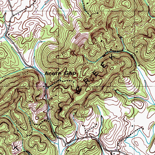 Topographic Map of Acorn Gap, TN