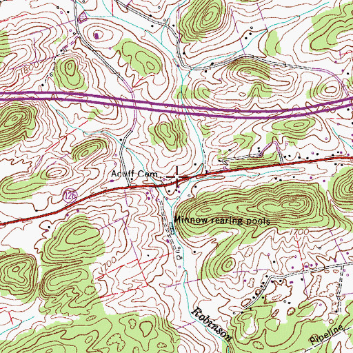 Topographic Map of Acuff Cemetery, TN