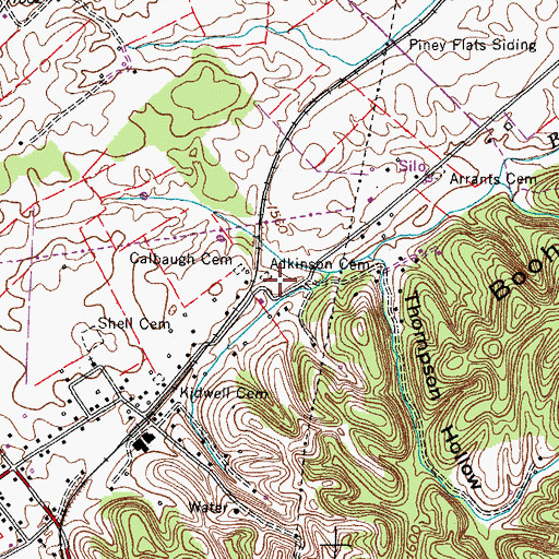 Topographic Map of Atkinson Cemetery, TN
